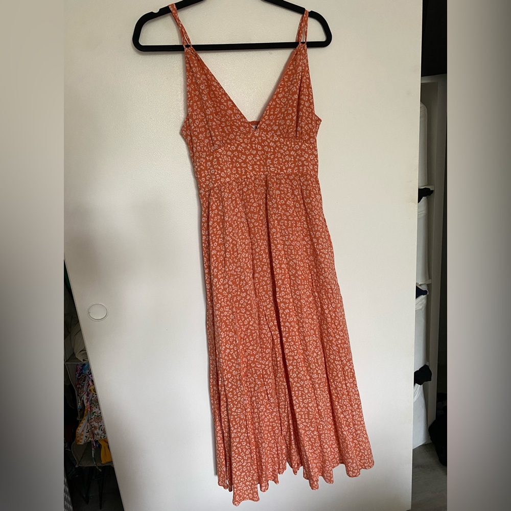 BB DAKOTA  Steve Madden Orange and White Floral Kindred Spirit Maxi Dress